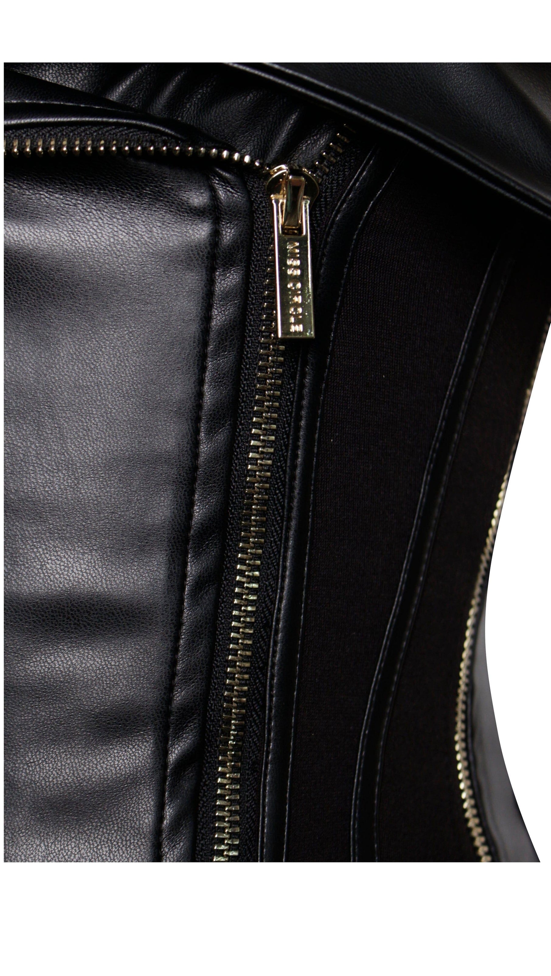 AIIZIE MERLINA BLACK VEGAN LEATHER BUSTIER TOP - product image