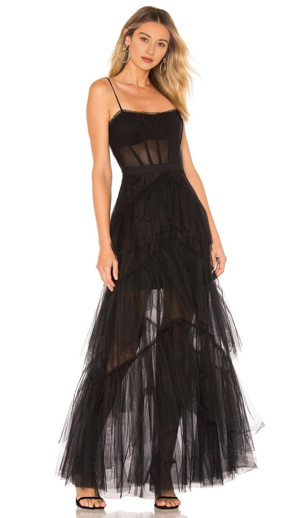 AIIZIE MESH MAXI DRESS IN BLACK - product image
