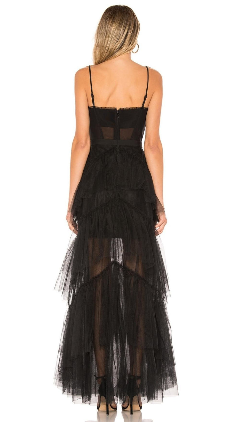 Mesh-Maxikleid in Schwarz