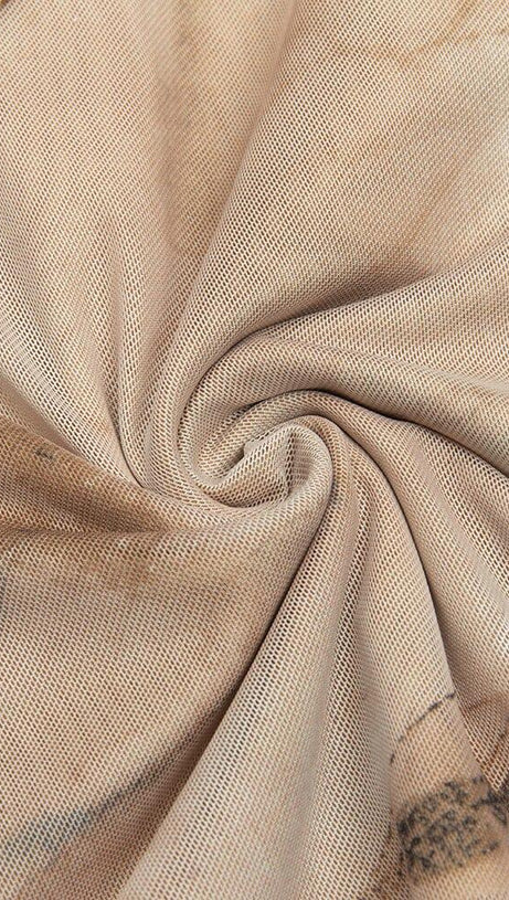 HALTERNECK LACE PANELED BACK SLIT DRESS