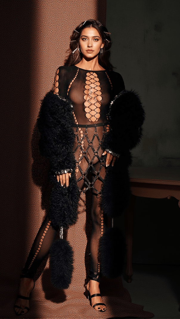 AIIZIE CLARICE CIRCLE HOLLOW KNITTED JUMPSUIT - product image