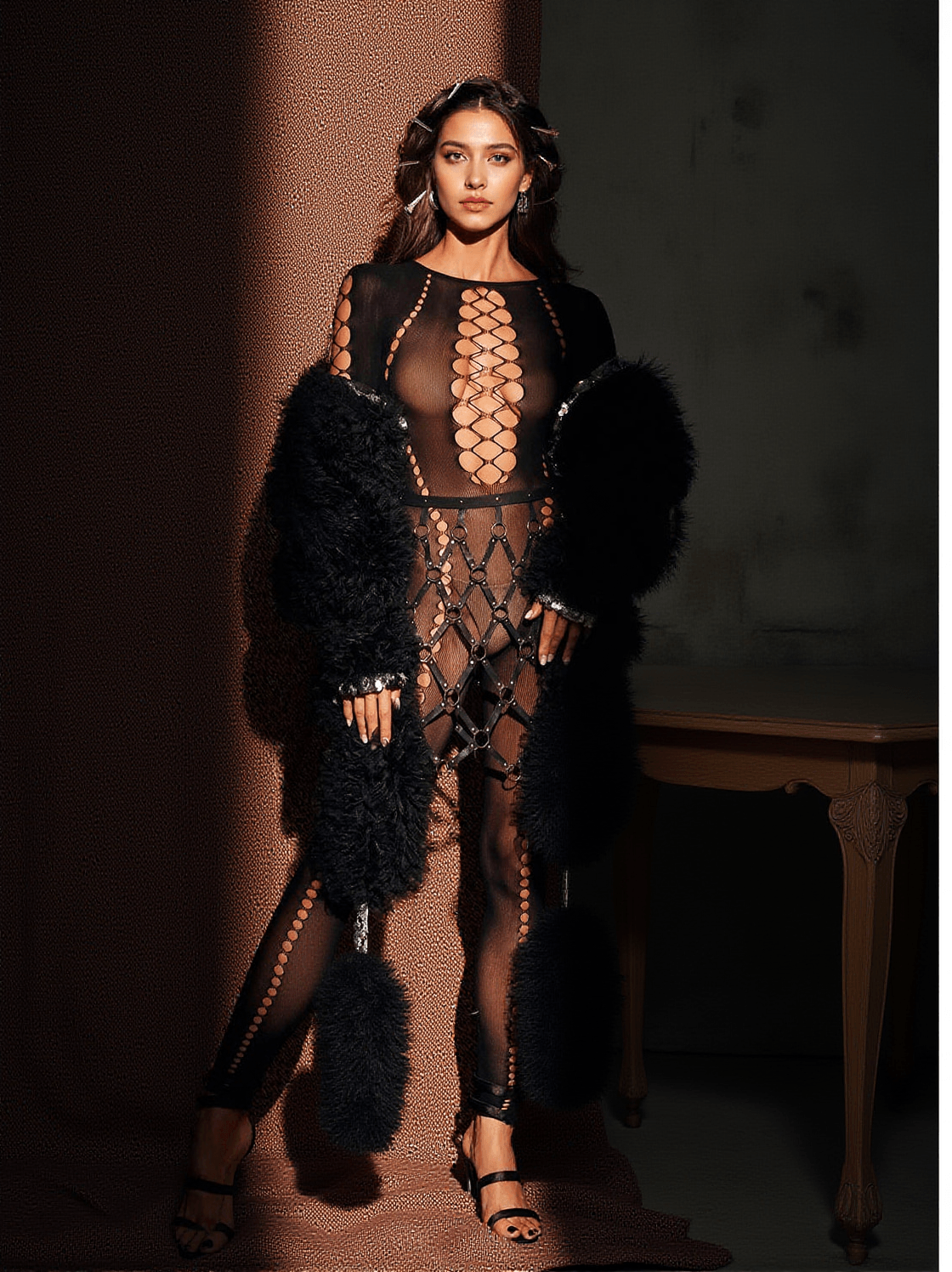 CLARICE CIRCLE HOLLOW KNITTED JUMPSUIT