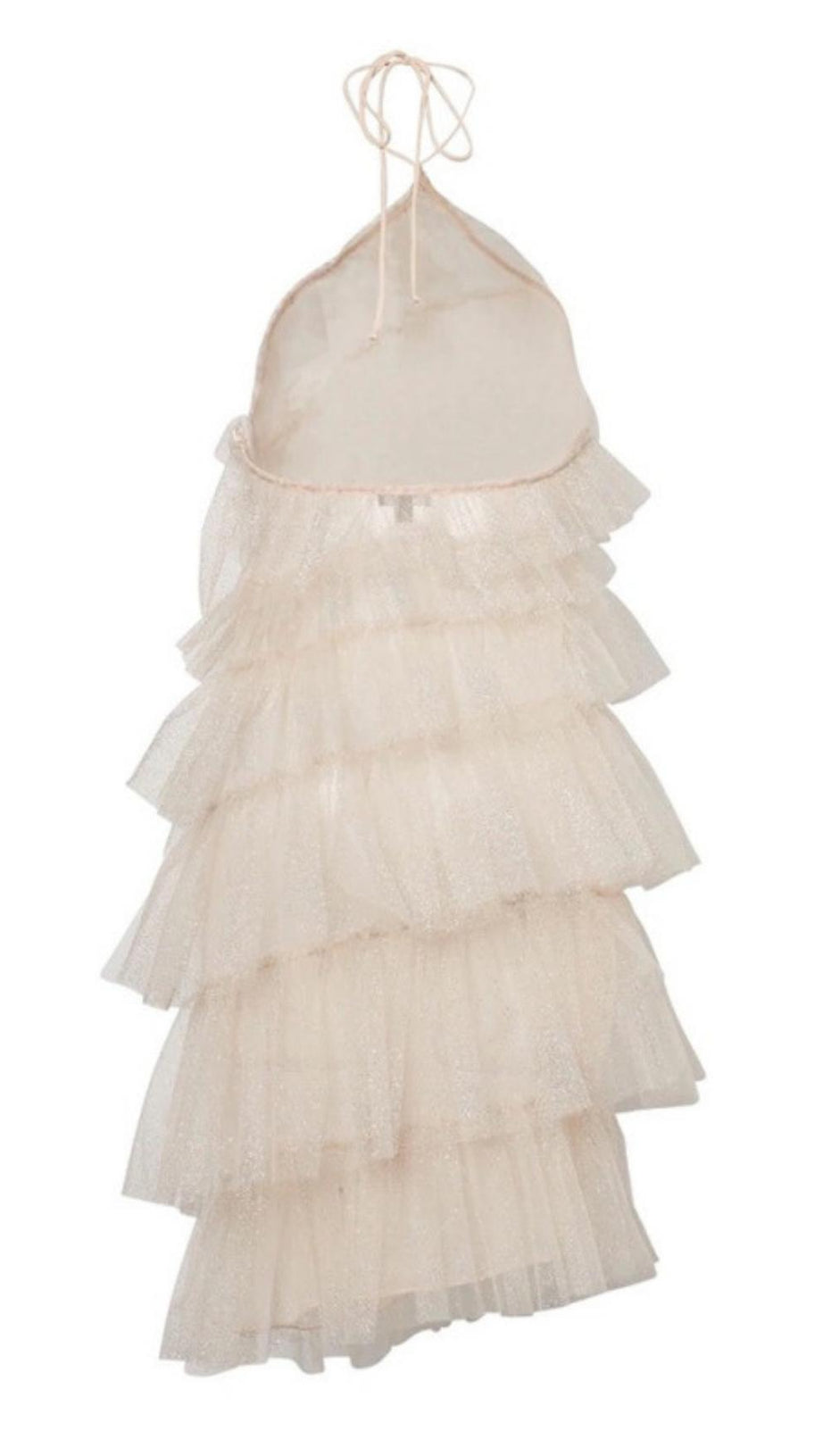 POMPOLES GAUZE-PAILLETTEN-MINIKLEID IN WEISS