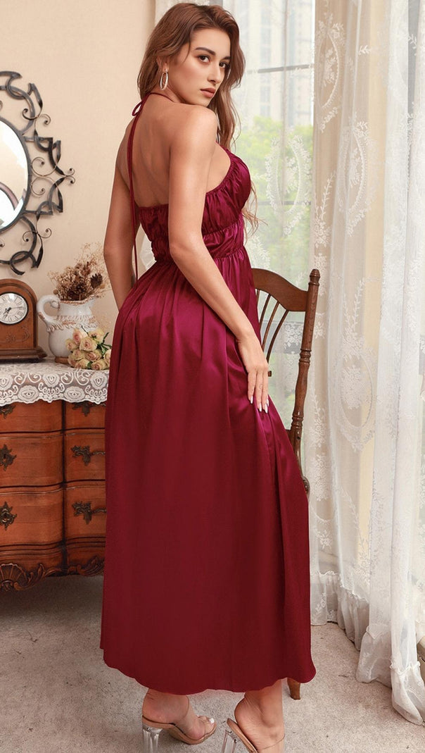 AIIZIE BANDAGE RUCHED MAXI DRESS IN RED - product image