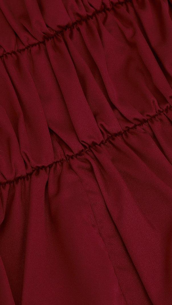 AIIZIE BANDAGE RUCHED MAXI DRESS IN RED - product image