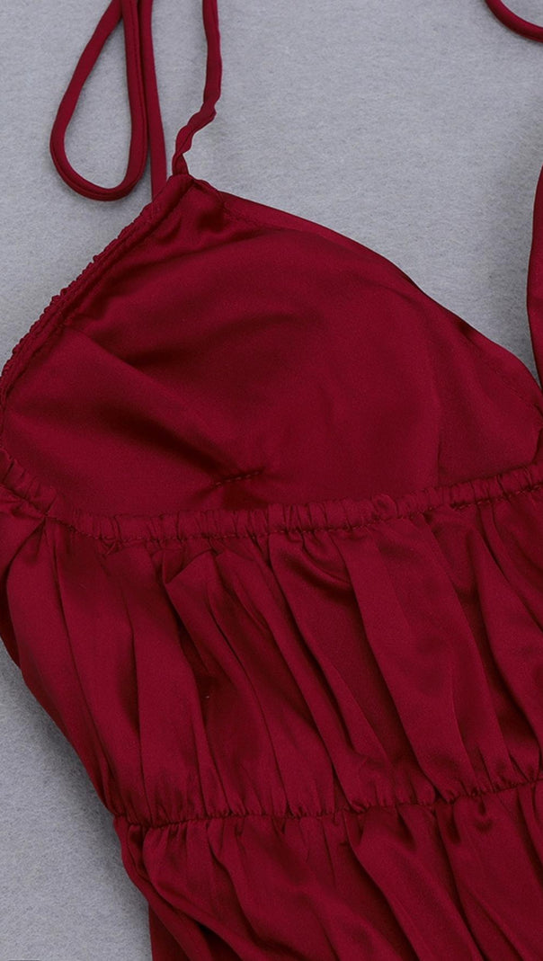 AIIZIE BANDAGE RUCHED MAXI DRESS IN RED - product image