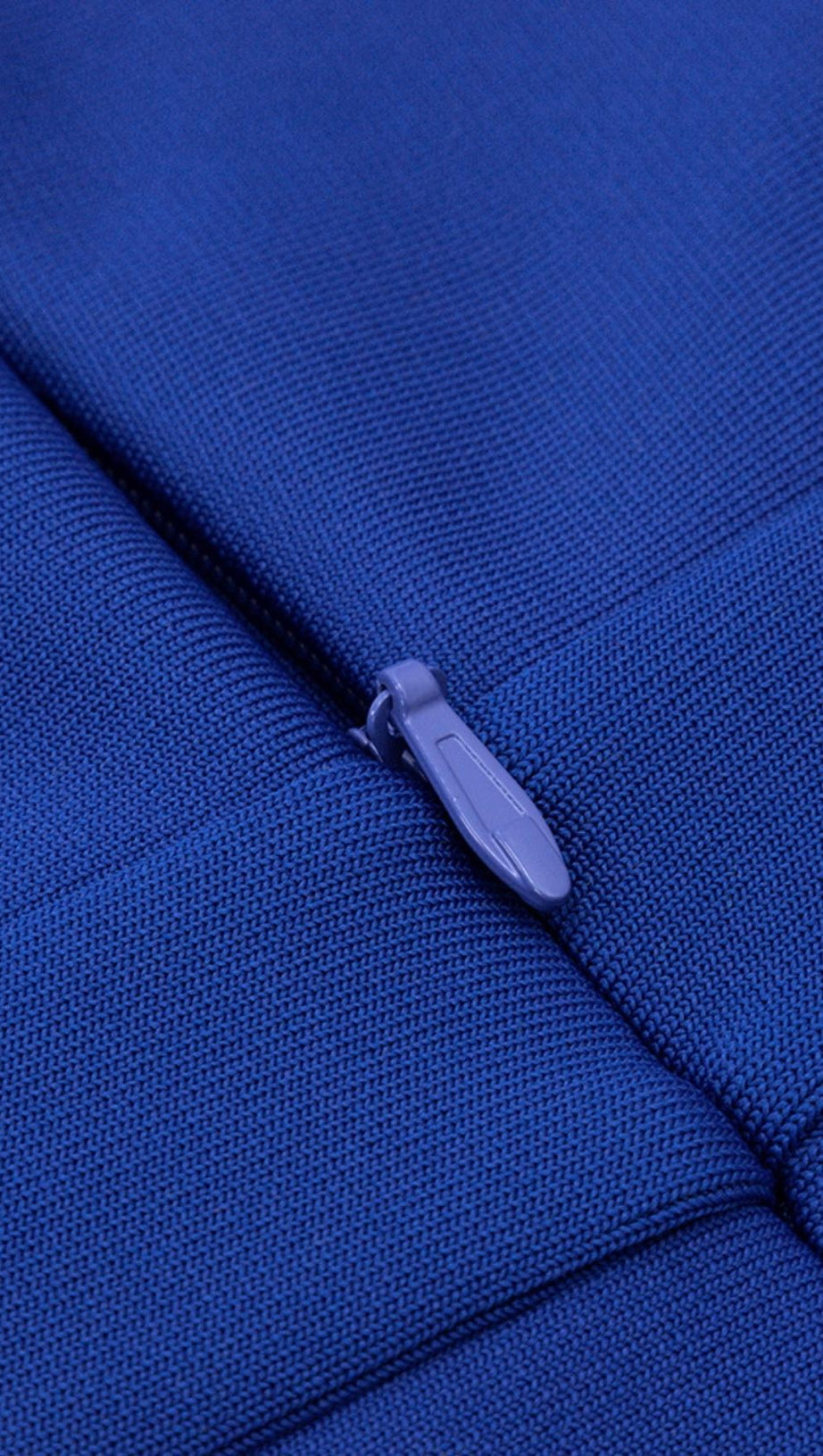 HALTER BACKLESS MIDI DRESS IN BLUE