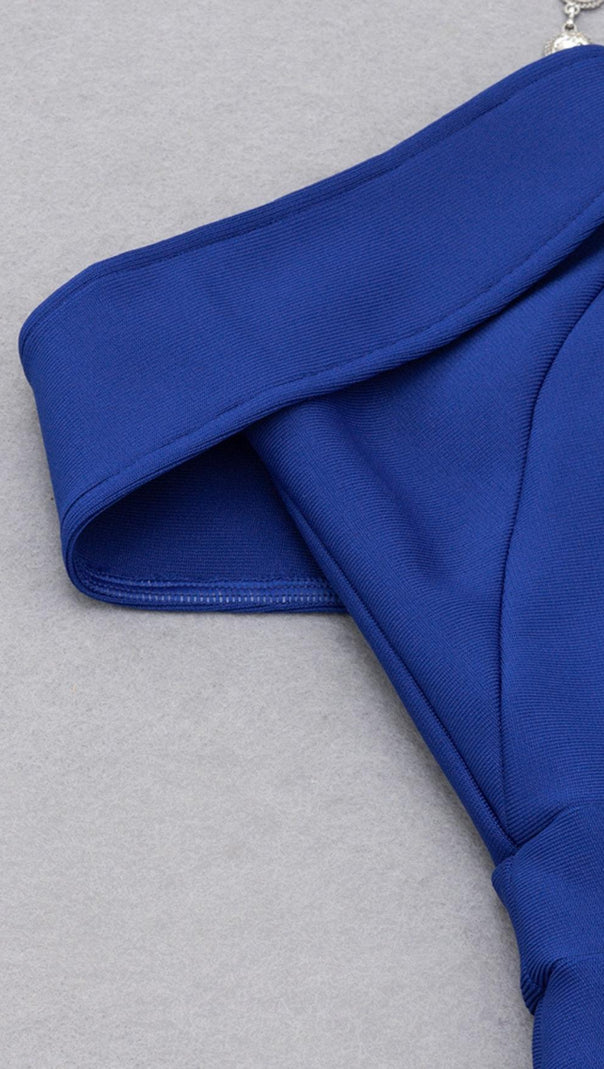 AIIZIE HALTER BACKLESS MIDI DRESS IN BLUE - product image