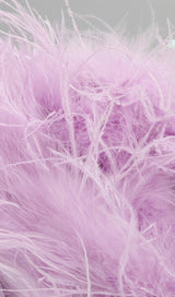 PURPLE ONE SHOULDER SEQUIN FEATHER MINI DRESS