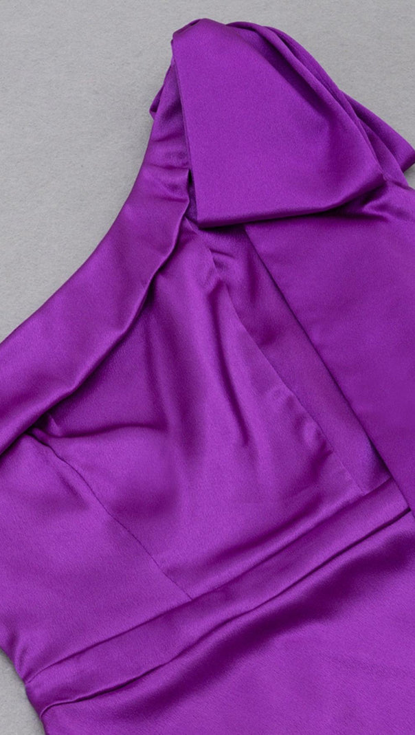 AIIZIE ONE SHOULDER BODYCON MIDI DRESS IN PURPLE - product image