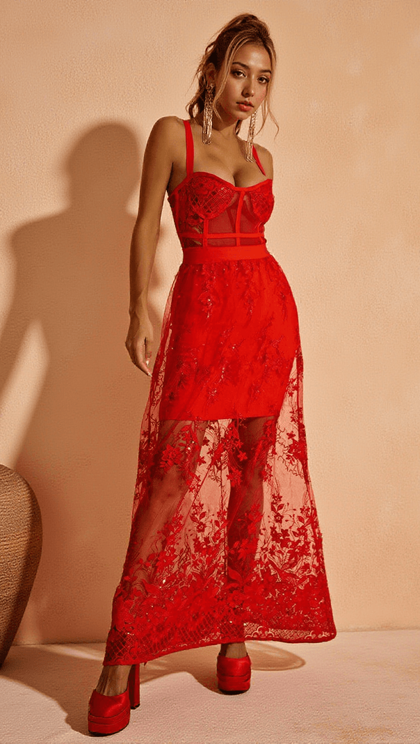 AIIZIE AMIRAH MAXI DRESS IN RED - product image