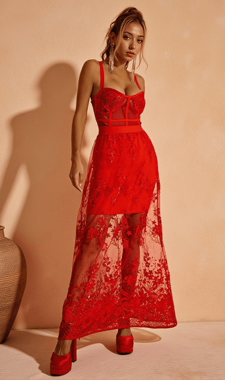 Amirah Maxi Dress In Red