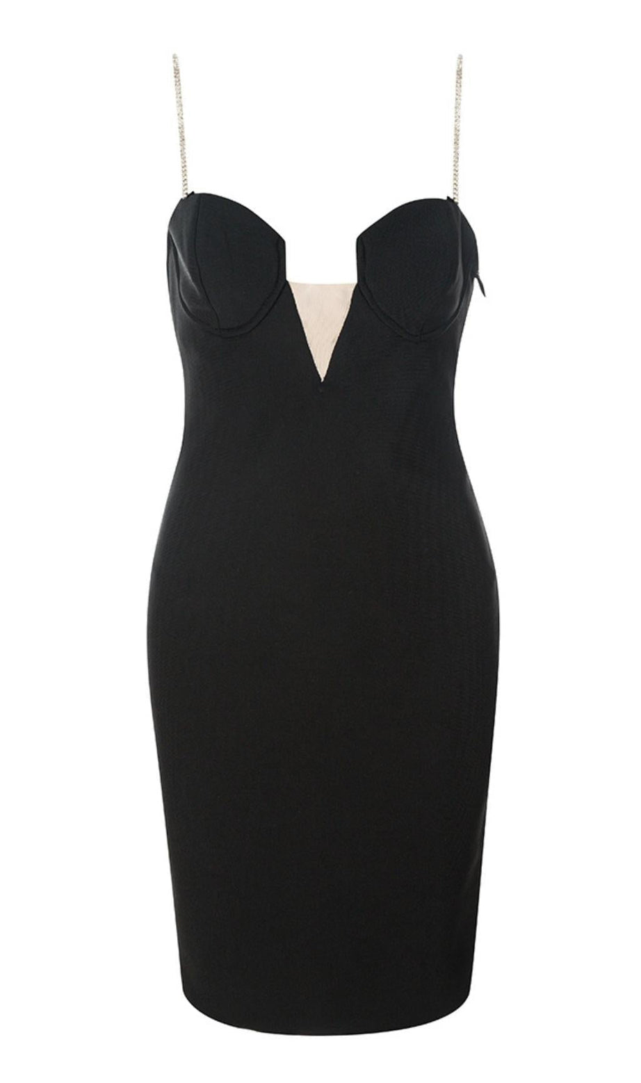 V-AUSSCHNITT-BANDAGE-MINIKLEID IN SCHWARZ