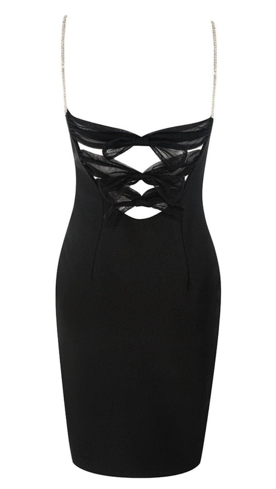 V NECK BANDAGE MINI DRESS IN BLACK