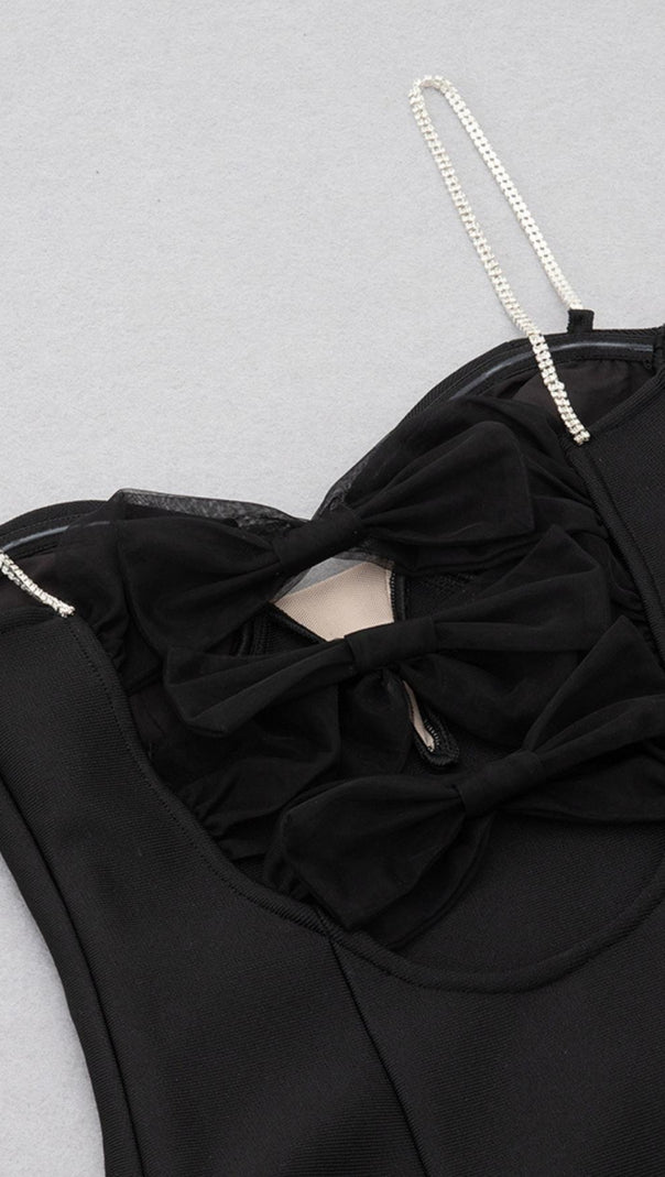 AIIZIE V NECK BANDAGE MINI DRESS IN BLACK - product image