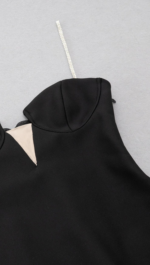 AIIZIE V NECK BANDAGE MINI DRESS IN BLACK - product image