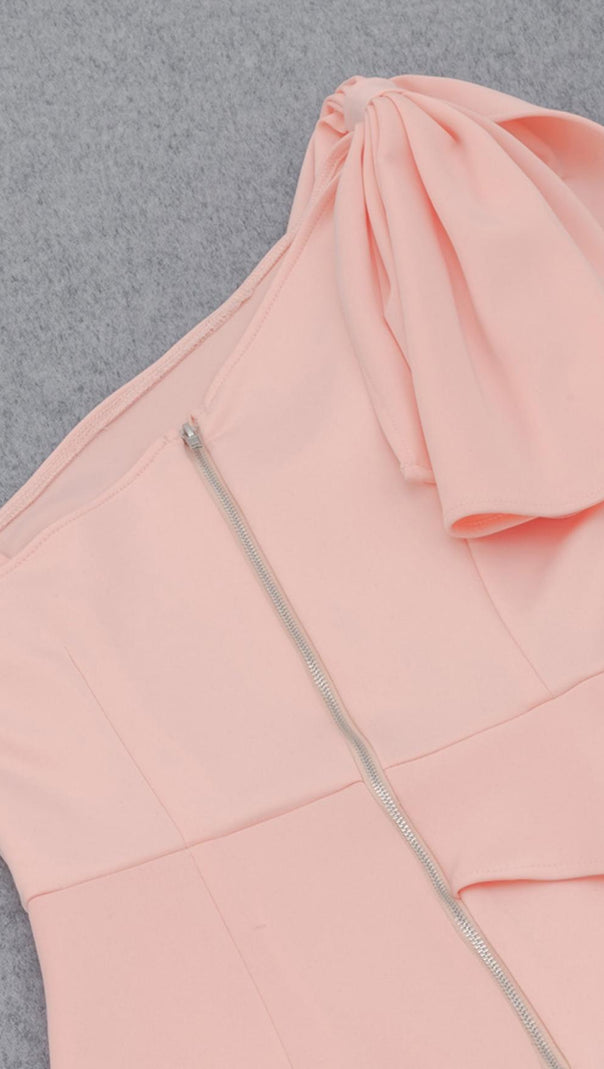 AIIZIE ONE SHOULDER BODYCON MIDI DRESS IN PINK - product image