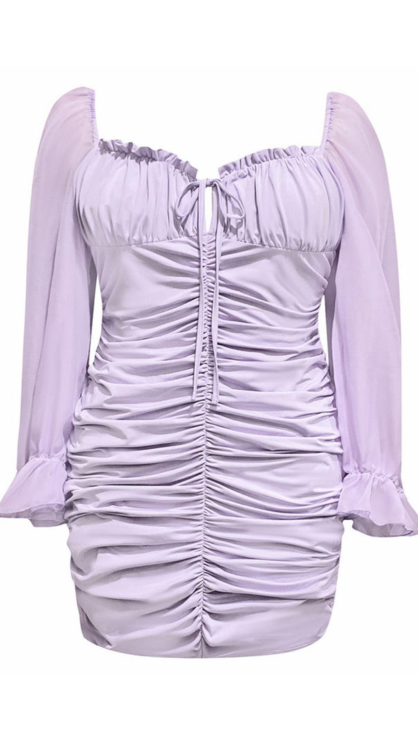 AIIZIE PLUS SIZE RUCHED MINI DRESS IN PURPLE - product image