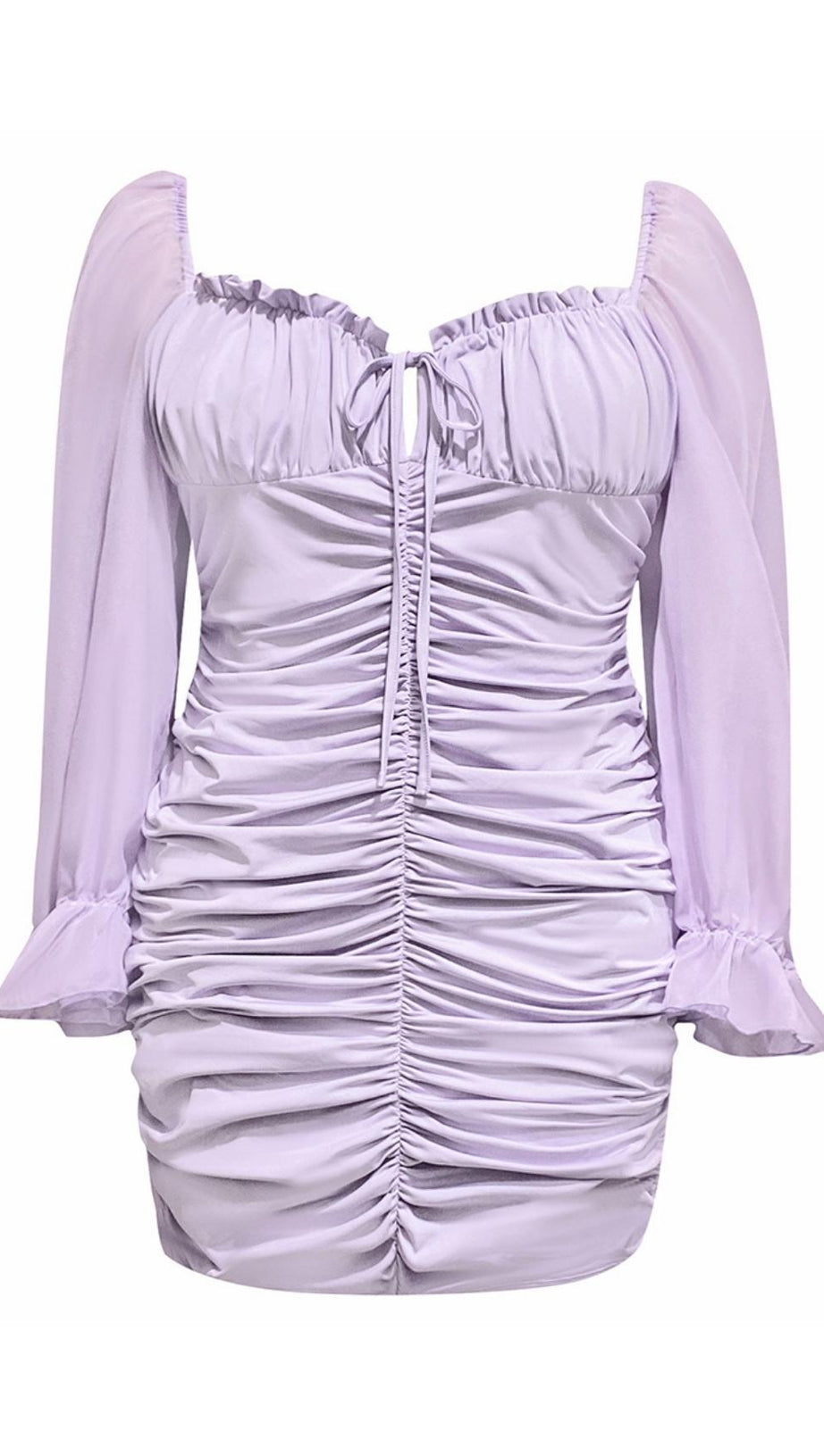 PLUS SIZE RUCHED MINI DRESS IN PURPLE