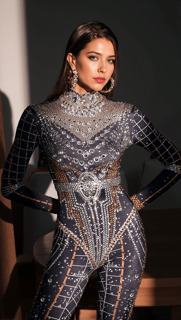 AIIZIE MICAELA PRINTED RHINESTONE JUMPSUIT - product image