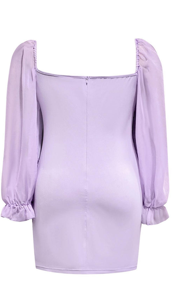 AIIZIE PLUS SIZE RUCHED MINI DRESS IN PURPLE - product image
