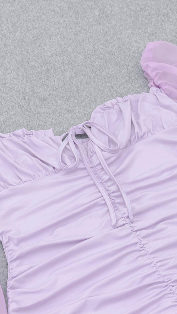 AIIZIE PLUS SIZE RUCHED MINI DRESS IN PURPLE - product image