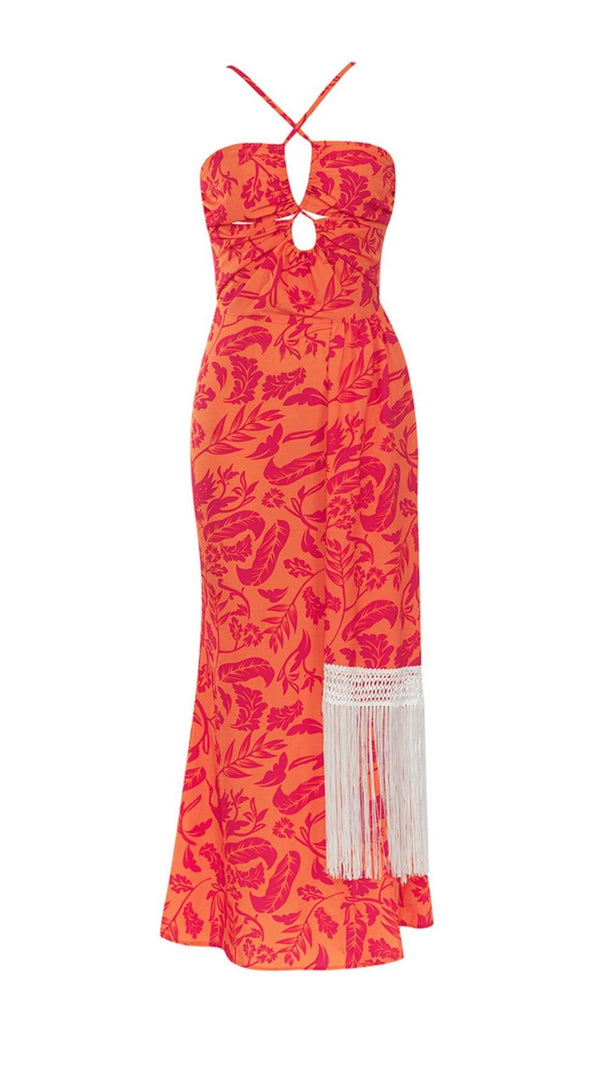 AIIZIE HALTERNECK BACKLESS FLORAL MAXI DRESS - product image