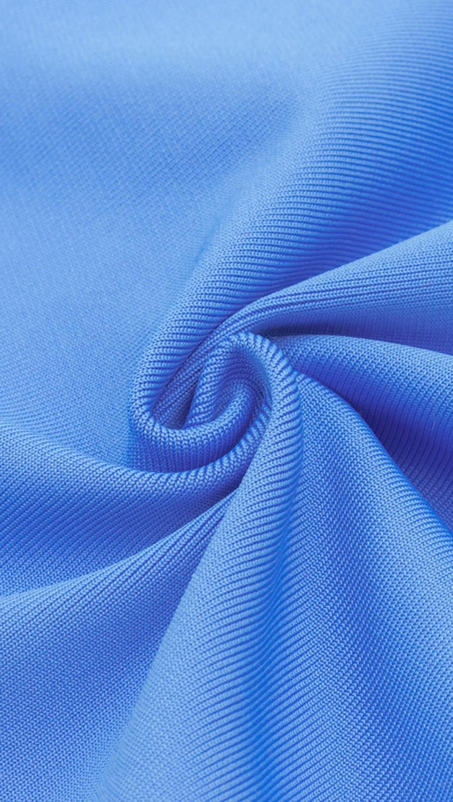 PUFF SLEEVE BODYCON MIDI DRESS IN BLUE