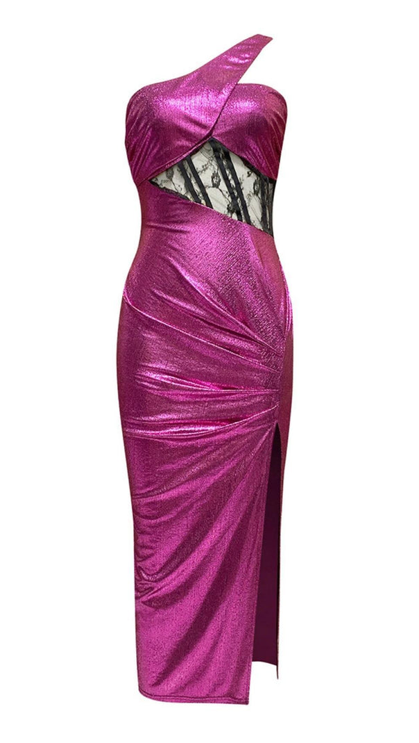 AIIZIE ONE SHOULDER LACE MAXI DRESS IN PURPLE - product image