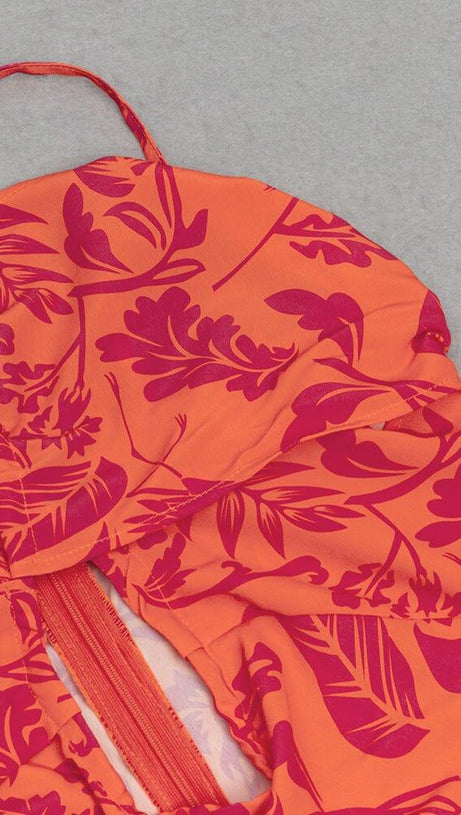 HALTERNECK BACKLESS FLORAL MAXI DRESS