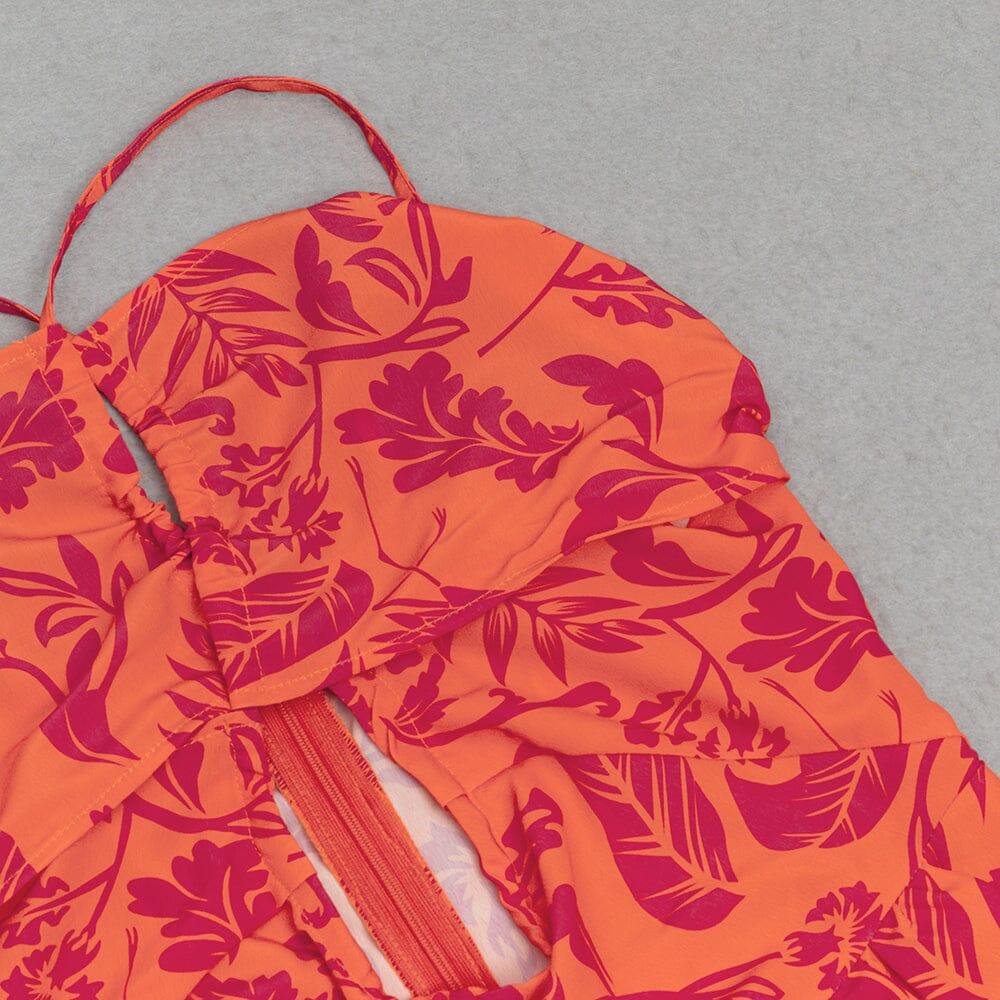 AIIZIE HALTERNECK BACKLESS FLORAL MAXI DRESS - product image