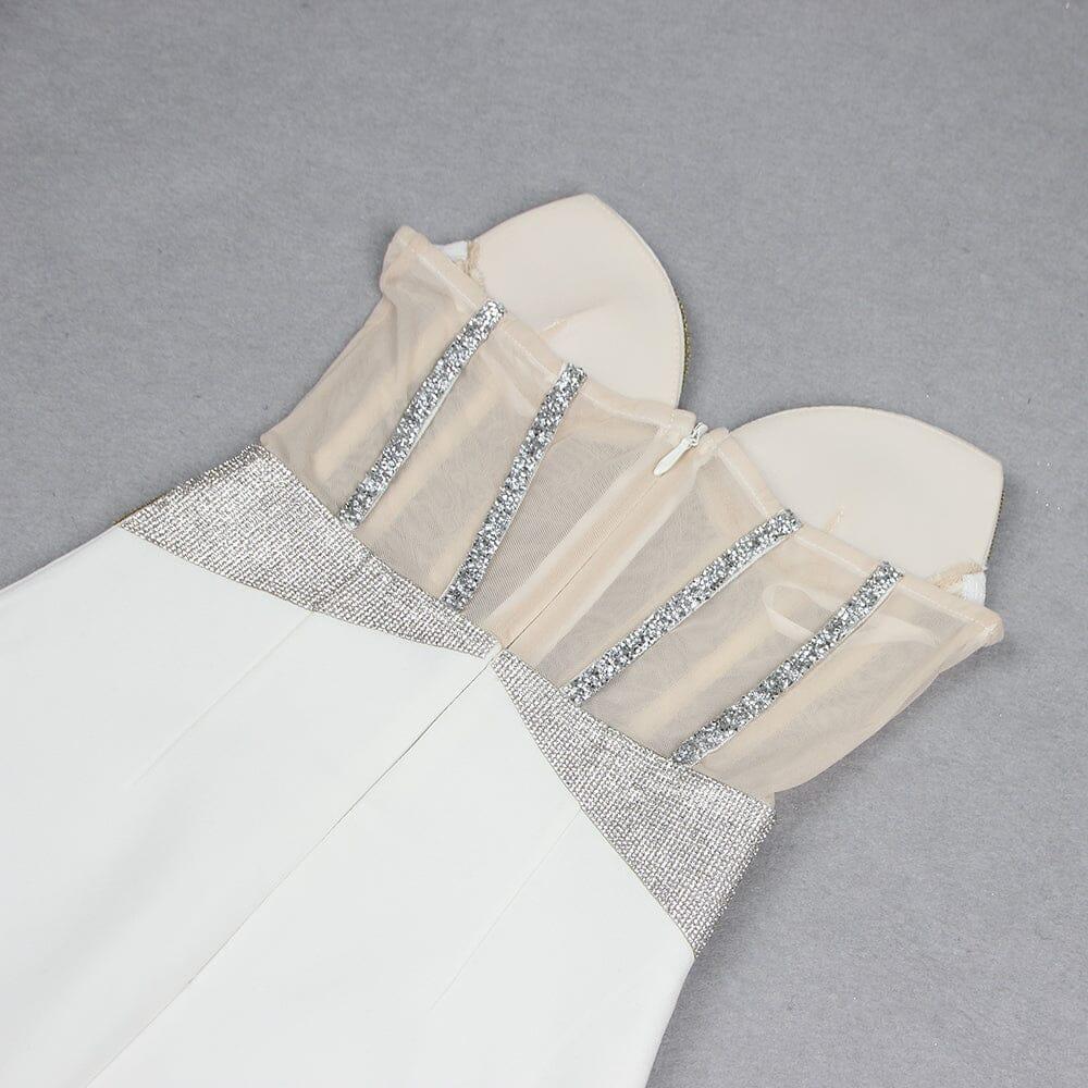 AIIZIE WHITE CRYSTAL CORSET SATIN GOWN - product image