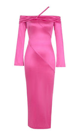 STRAPLESS LONG SLEEVE MIDI DRESS IN ROSE