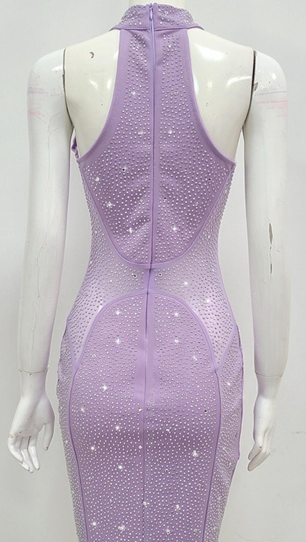 AIIZIE HALTER BODYCON MINI DRESS IN PURPLE - product image
