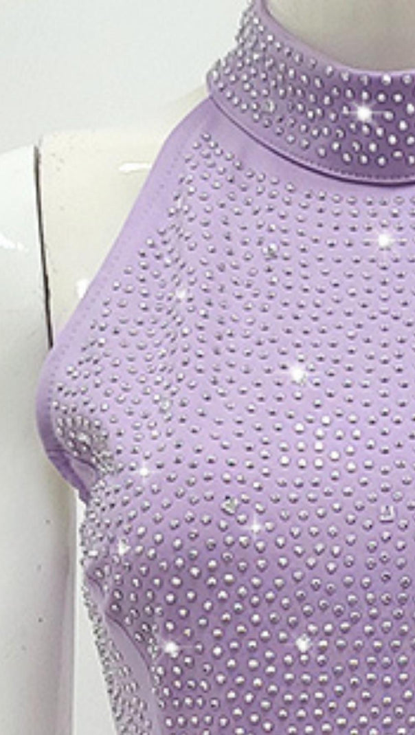 AIIZIE HALTER BODYCON MINI DRESS IN PURPLE - product image