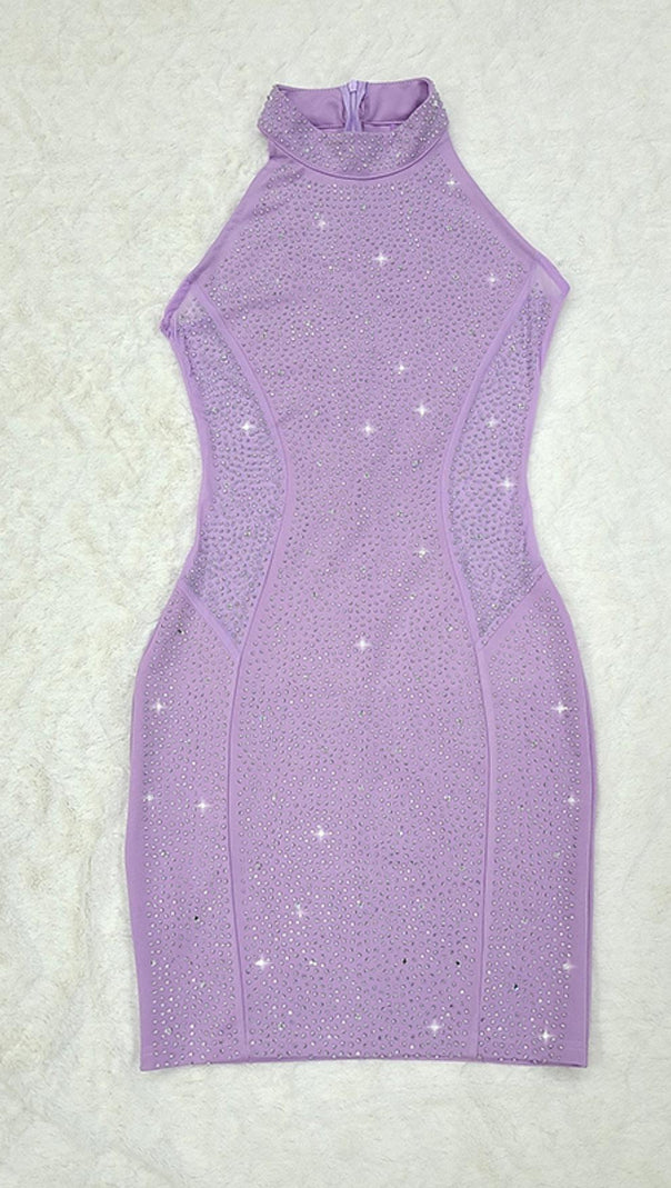 AIIZIE HALTER BODYCON MINI DRESS IN PURPLE - product image
