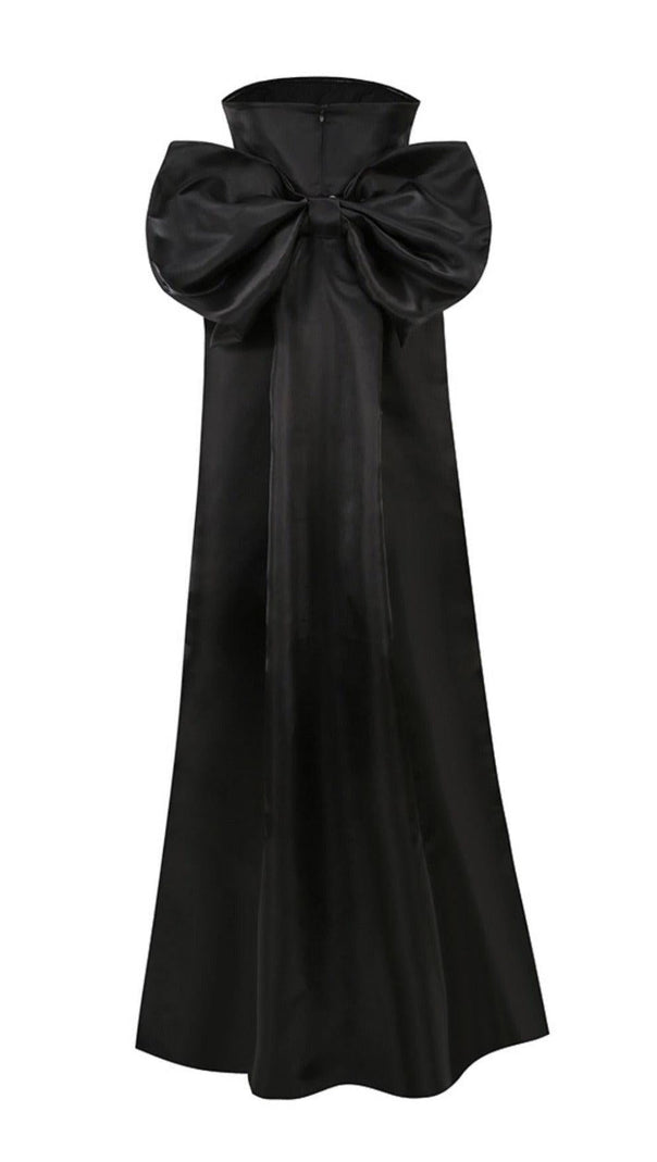 AIIZIE DETACHABLE BOWKNOT MINI DRESS IN BLACK - product image