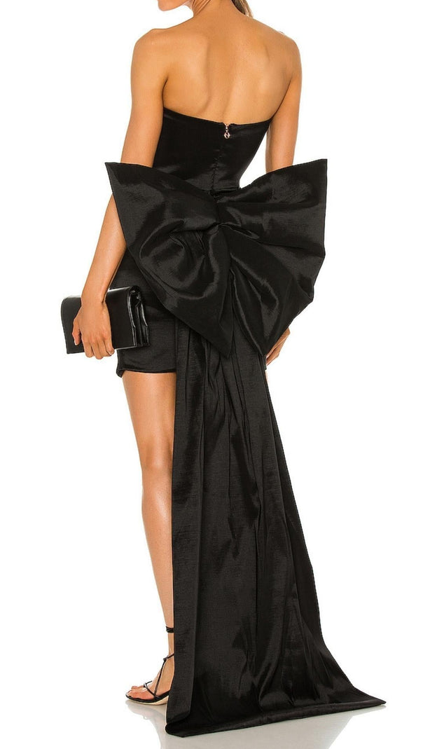 AIIZIE DETACHABLE BOWKNOT MINI DRESS IN BLACK - product image