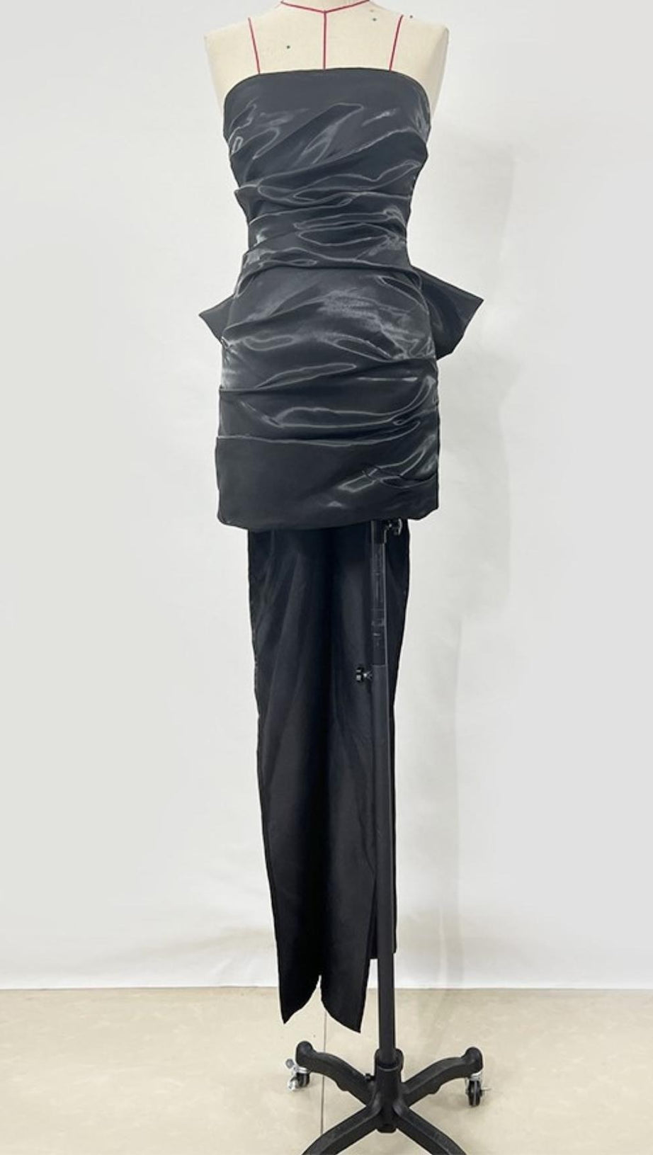 DETACHABLE BOWKNOT MINI DRESS IN BLACK