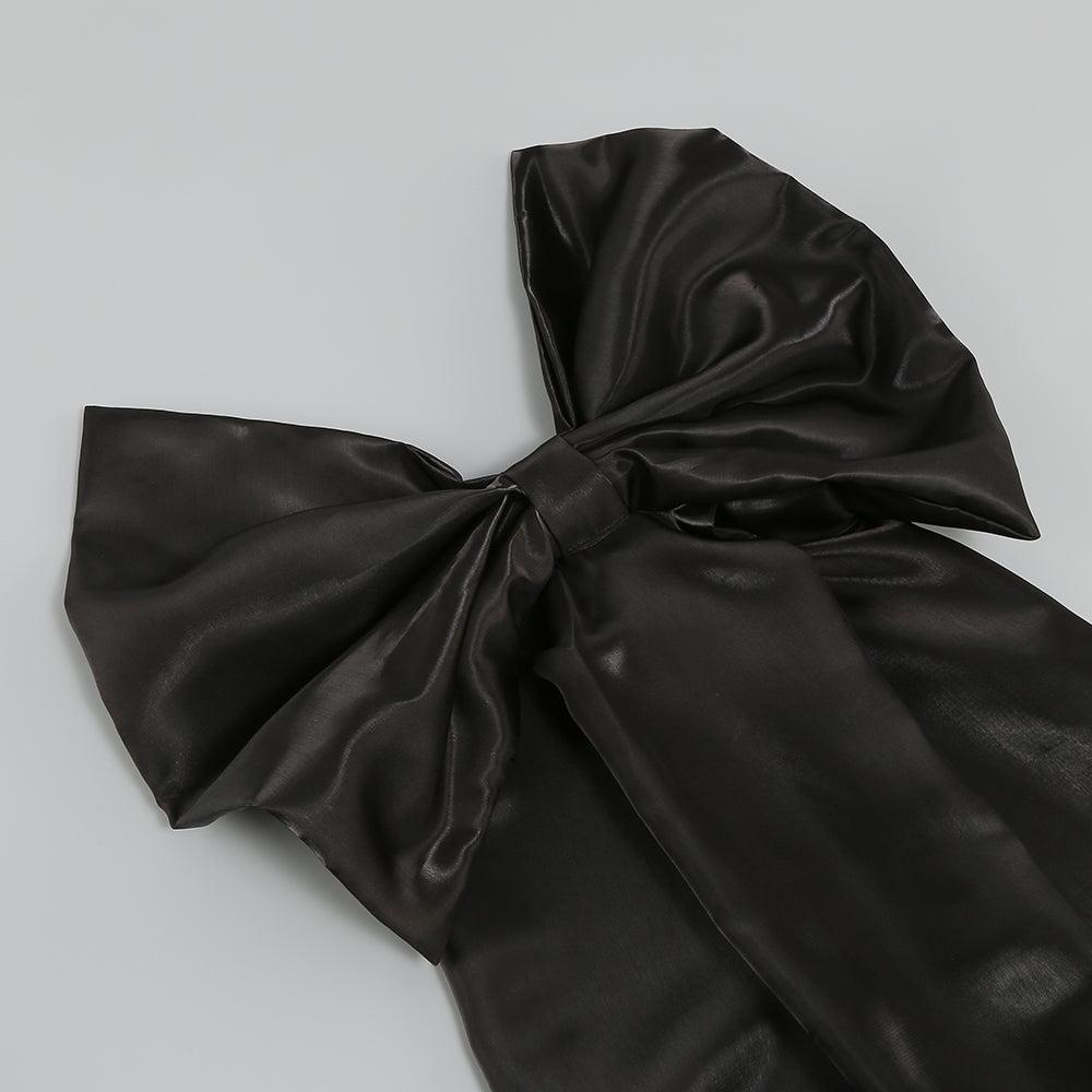 MINI ABITO NERO CON FIOCCO RIMOVIBILE