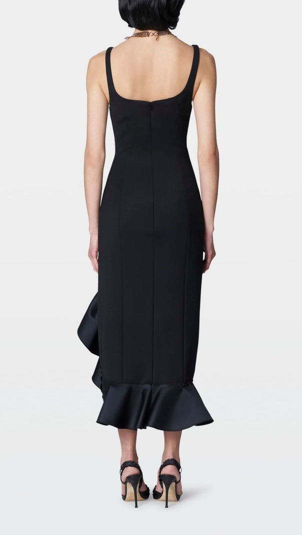 AIIZIE BANDAGE RUCHED MIDI DRESS IN BLACK - product image