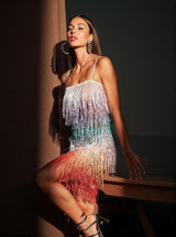 Pamina Spaghetti Glitter Fringe Mini Dress