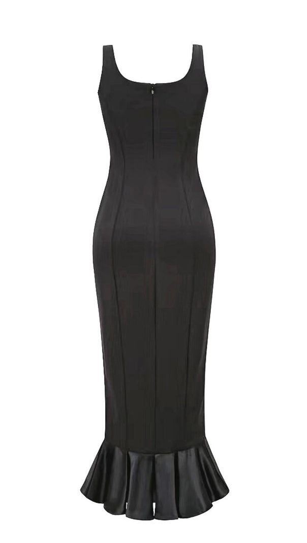 AIIZIE BANDAGE RUCHED MIDI DRESS IN BLACK - product image