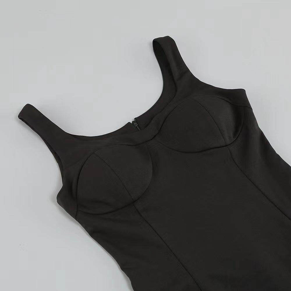 AIIZIE BANDAGE RUCHED MIDI DRESS IN BLACK - product image