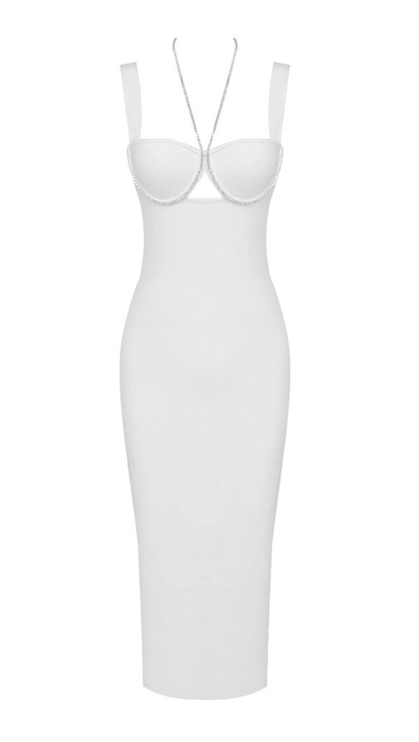 AIIZIE BANDAGE SLEEVELESS MIDI DRESS IN WHITE - product image