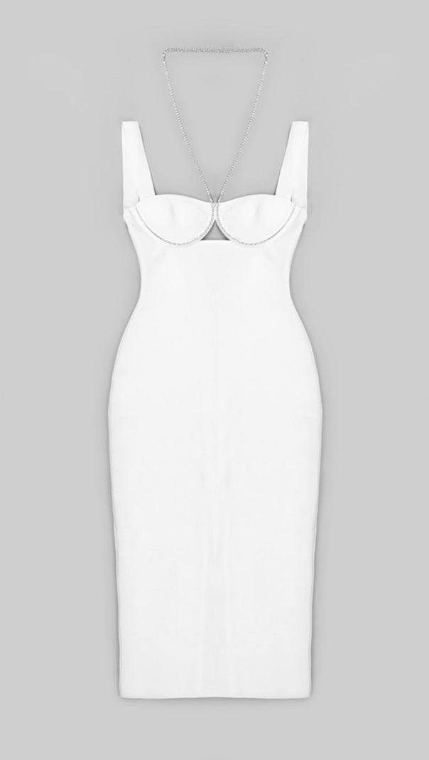 AIIZIE BANDAGE SLEEVELESS MIDI DRESS IN WHITE - product image