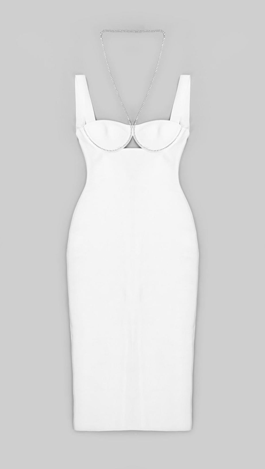 BANDAGE SLEEVELESS MIDI DRESS IN WHITE