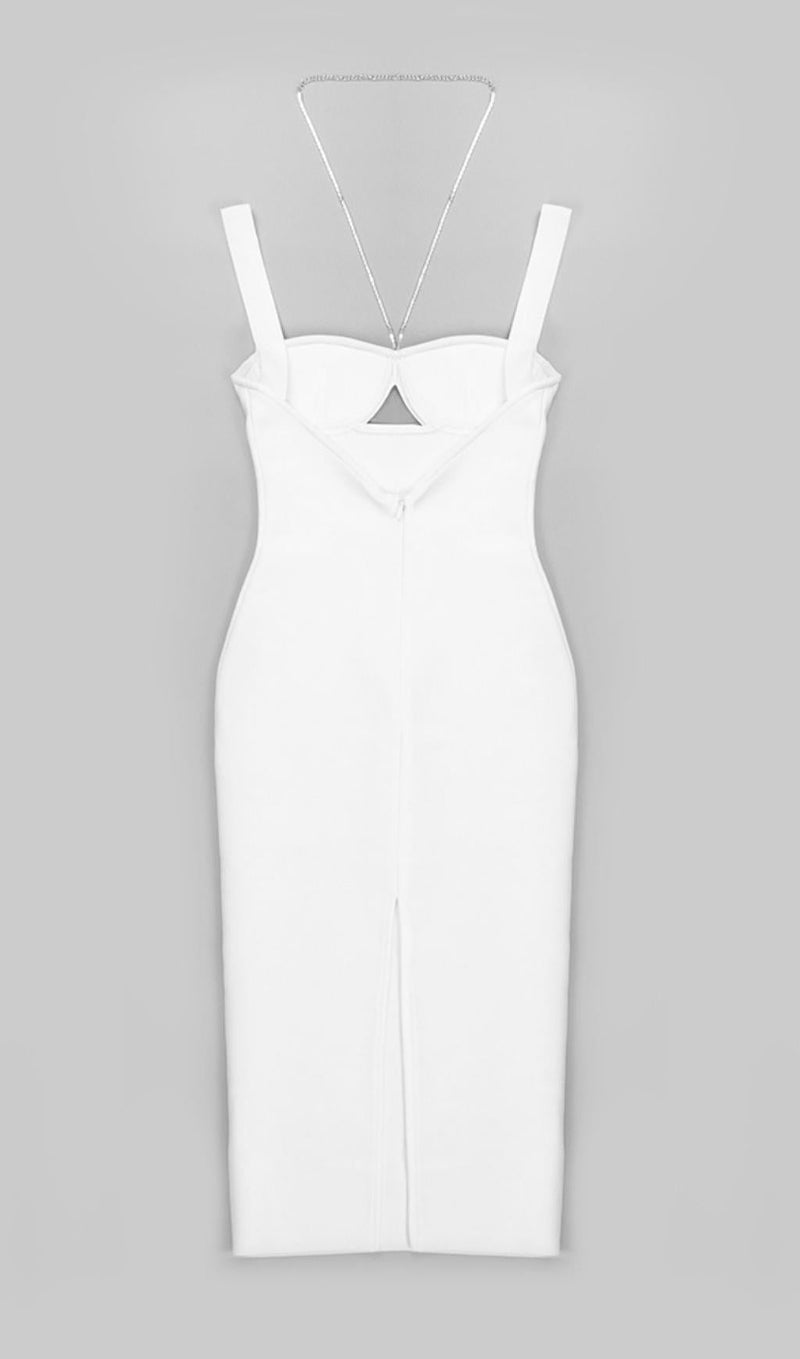 BANDAGE SLEEVELESS MIDI DRESS IN WHITE