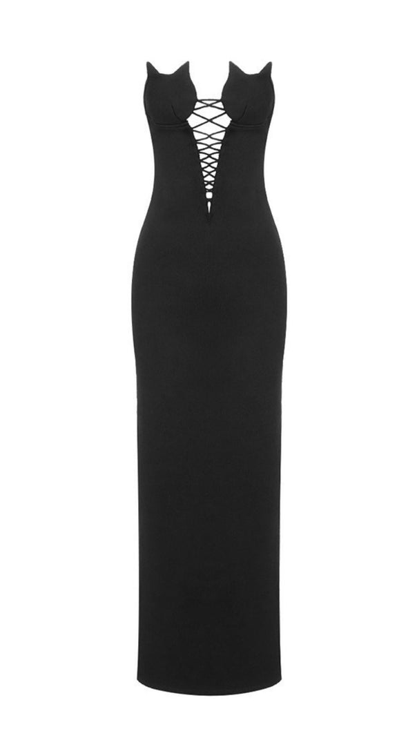 AIIZIE STRAPLESS CUT OUT MAXI DRESS IN BLACK - product image