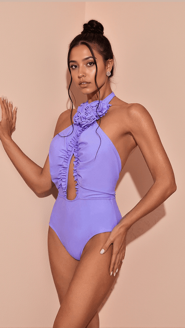 AIIZIE CALLY HALTERNECK SWIMWEAR TWO PIECE SET IN LILAC - product image